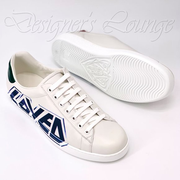NEW GUCCI ACE Loved Print 11 G / US 11.5 White Leather Sneakers $790 Authentic - Picture 10 of 12